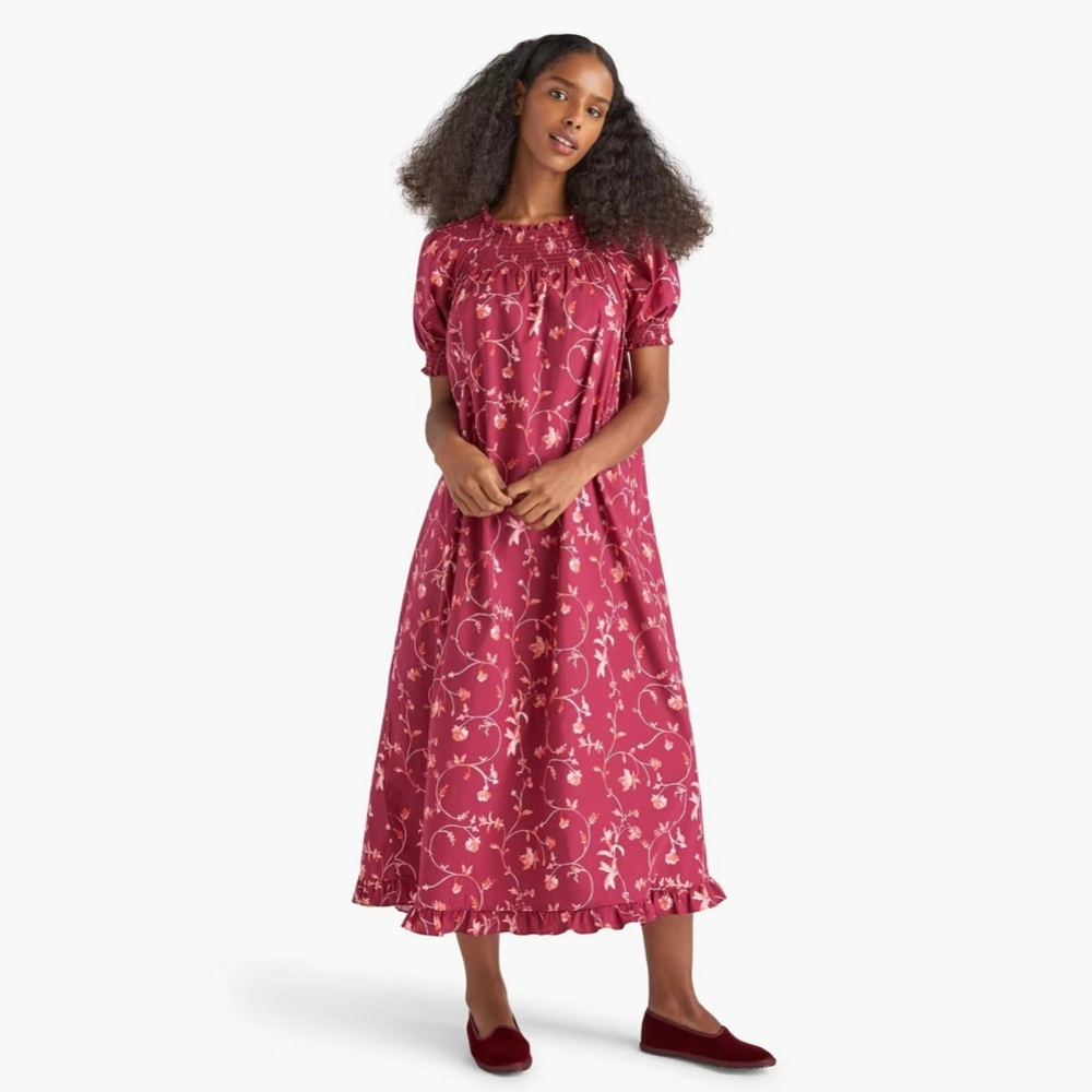 Hill House The Caroline Nap Dress Floral Midi Length Size XS - Picture 7 of 8